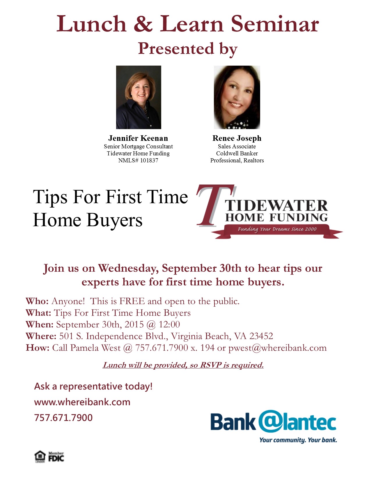 Free Lunch Learn Seminar Tips For First Time Homebuyers